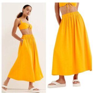 For Love and Lemons NEW clementine orange midi skirt set